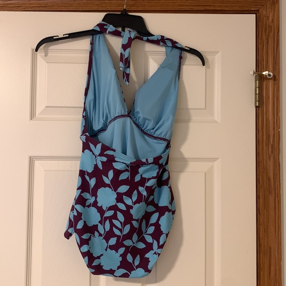 Nwt Kate spade floral halter plunging neckline one piece swimsuit Large - Picture 8 of 15